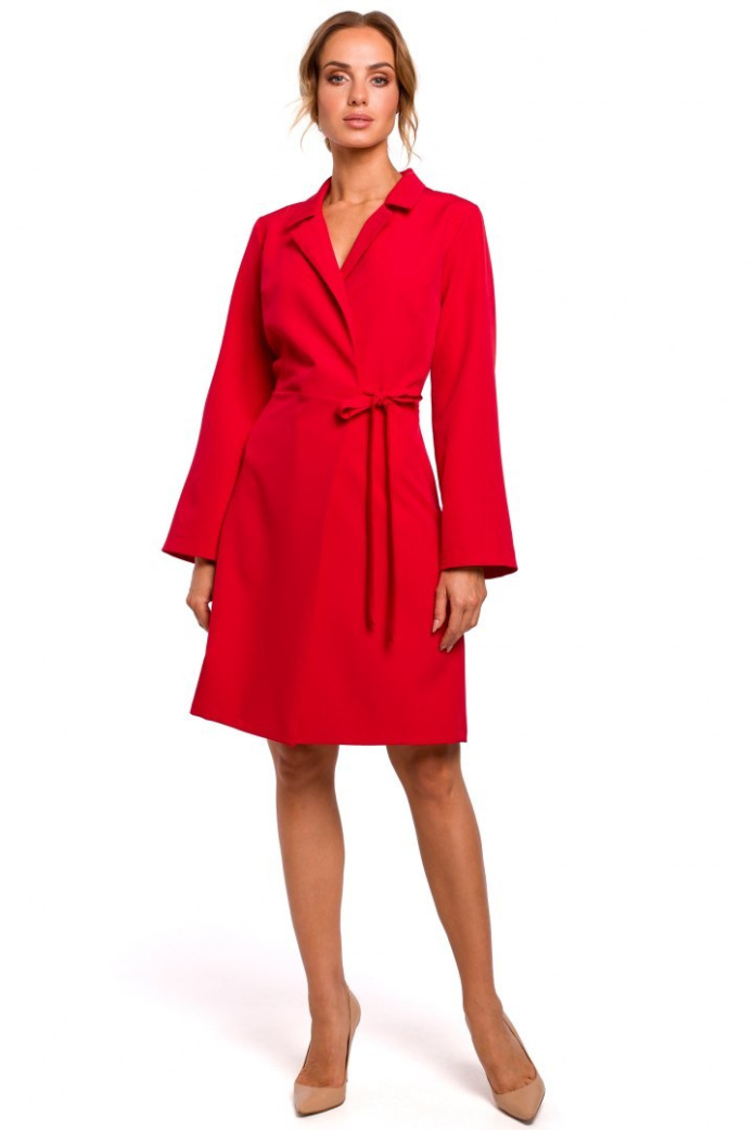 Sukienka Midi - Żakietowa - czerwona